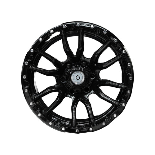 Outlaw Off-Road Rugged 1 gloss black alloy wheel, face view