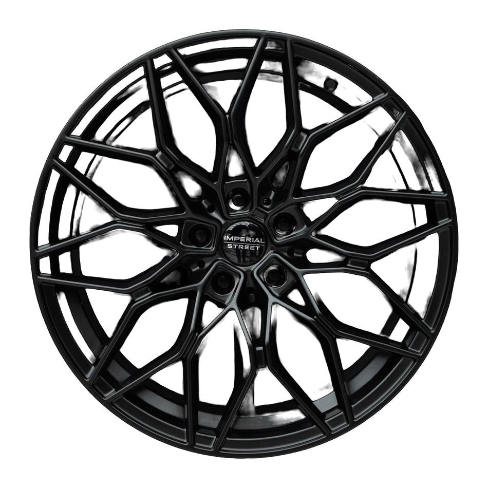 Imperial Street Series 2 satin black alloy wheel, face view