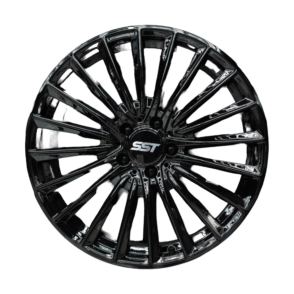 SST 1 gloss black alloy wheel, face view