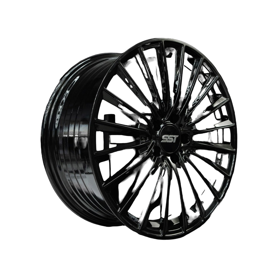 SST 1 gloss black alloy wheel, three-quarter angle