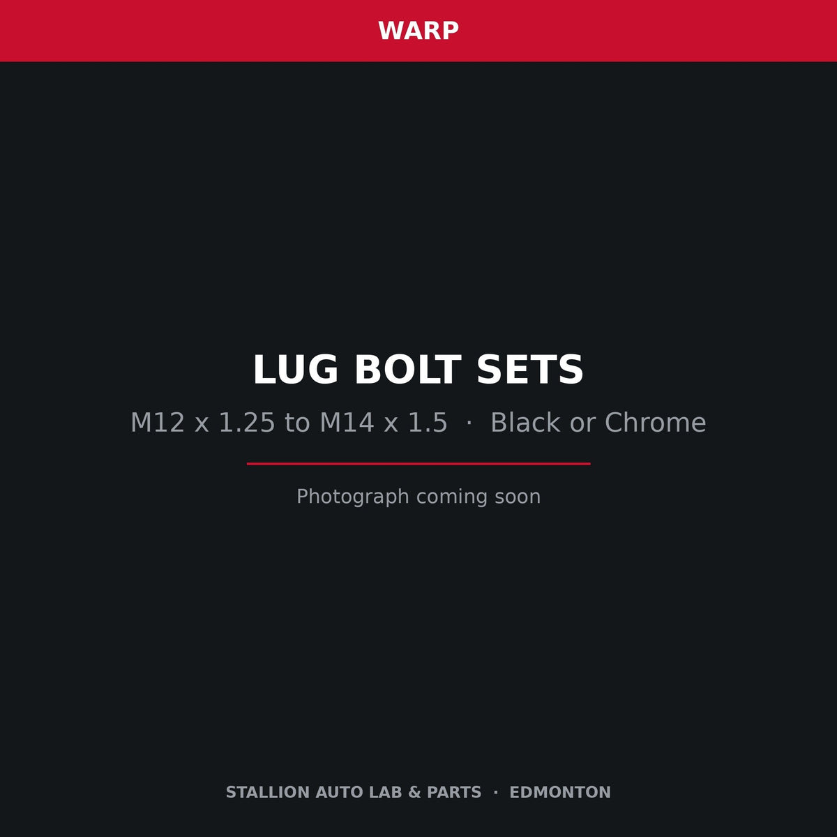 WARP lug bolt set — product photograph to follow
