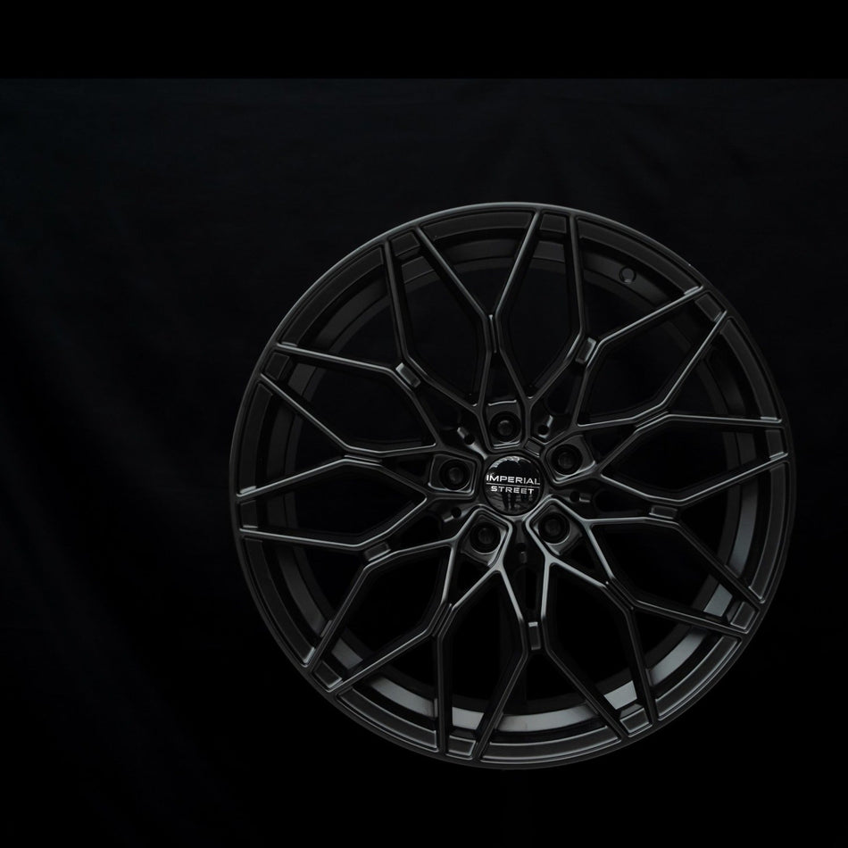 Imperial Street Series 2 satin black alloy wheel, face view