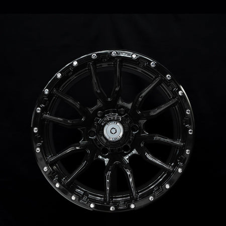 Outlaw Off-Road Rugged 1 gloss black alloy wheel, face view