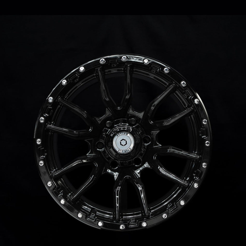Outlaw Off-Road Rugged 1 gloss black alloy wheel, face view