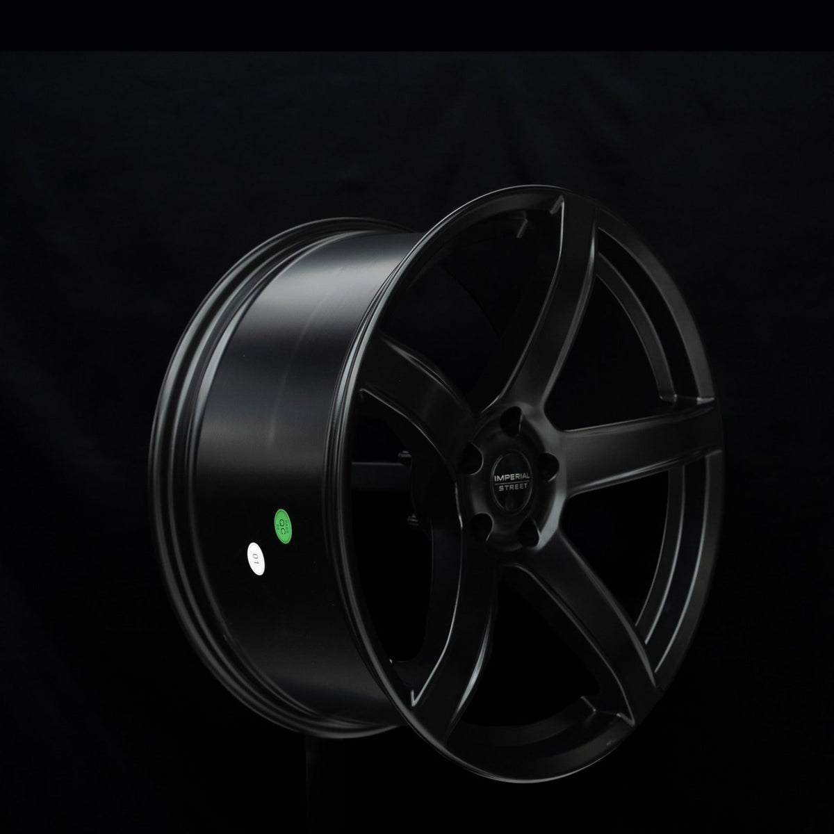 Imperial Street Series 1 satin black alloy wheel at a three-quarter angle showing spoke depth