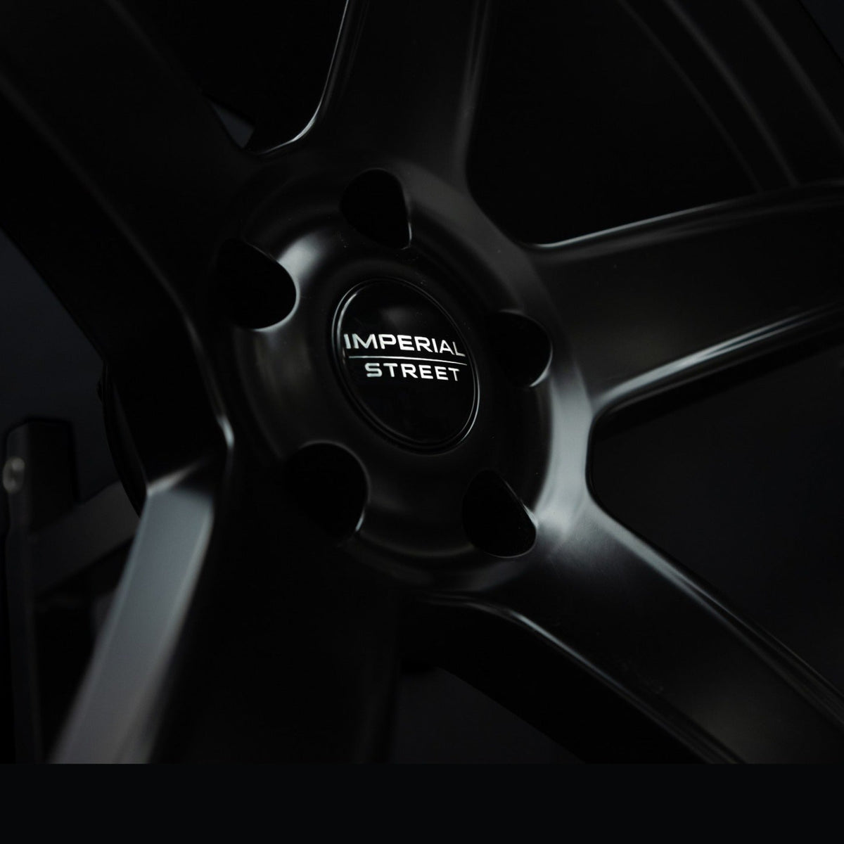 Imperial Street Series 1 satin black alloy wheel, close-up of the spoke and rim edge finish