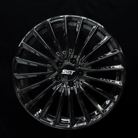 SST 1 gloss black alloy wheel, face view