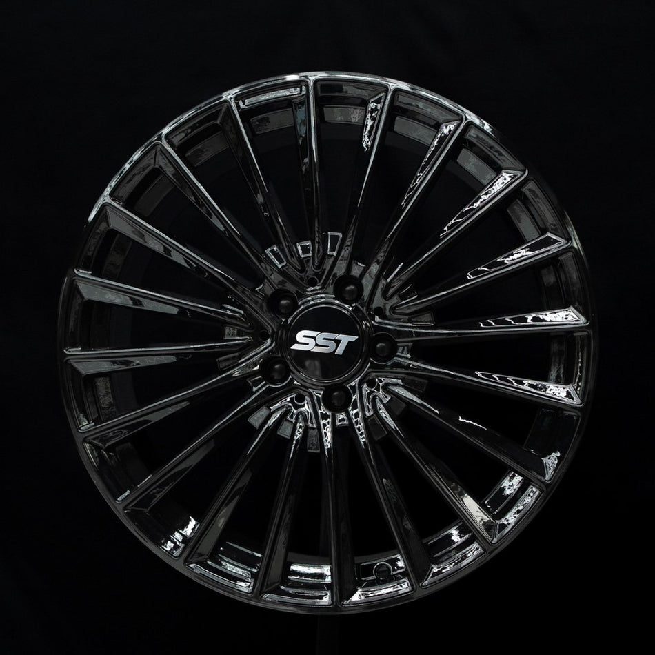 SST 1 gloss black alloy wheel, face view