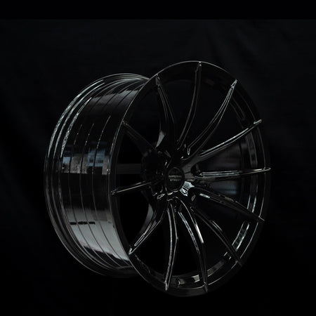 Imperial Street Series 4 gloss black alloy wheel at a three-quarter angle showing spoke depth
