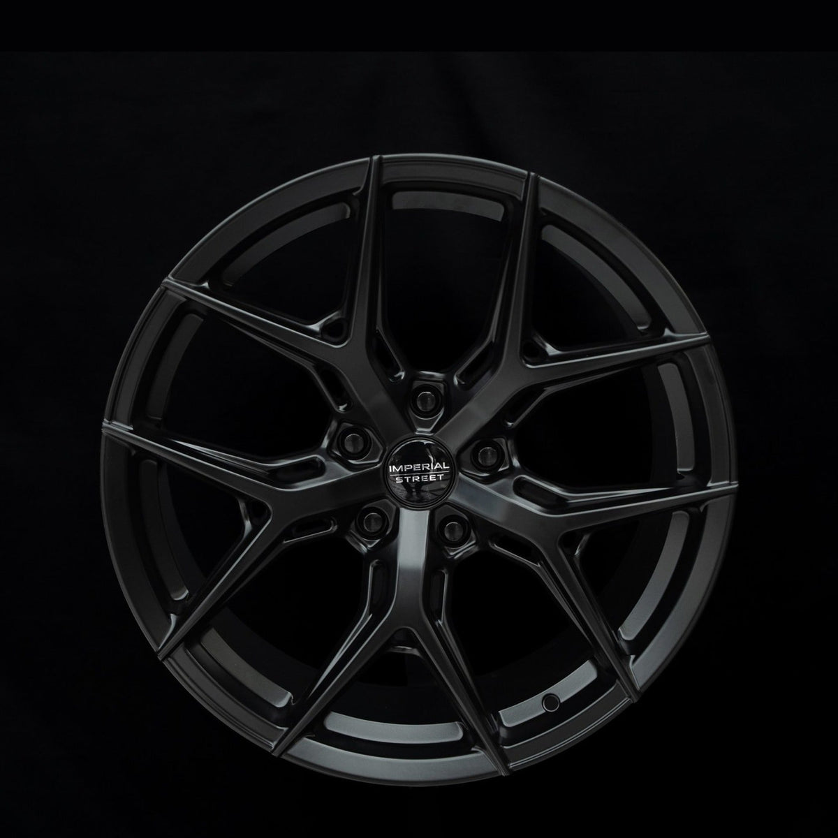 Imperial Street Series 3 matte black alloy wheel, face view
