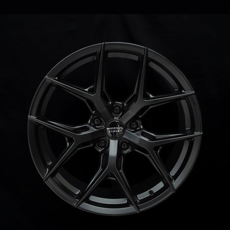 Imperial Street Series 3 matte black alloy wheel, face view
