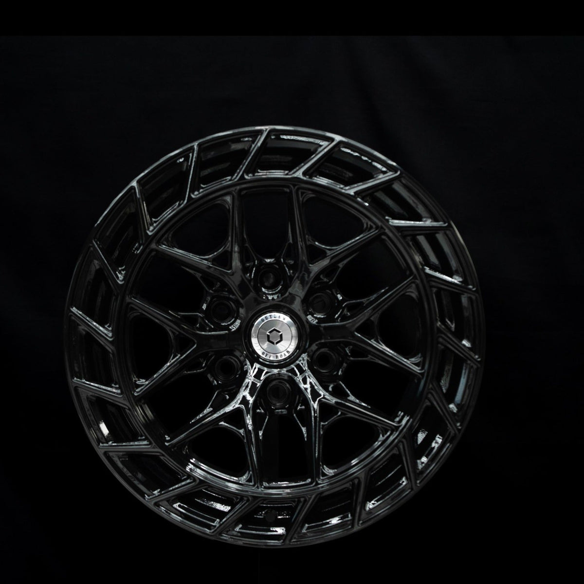 Outlaw Off-Road Series 2 gloss black alloy wheel, face view