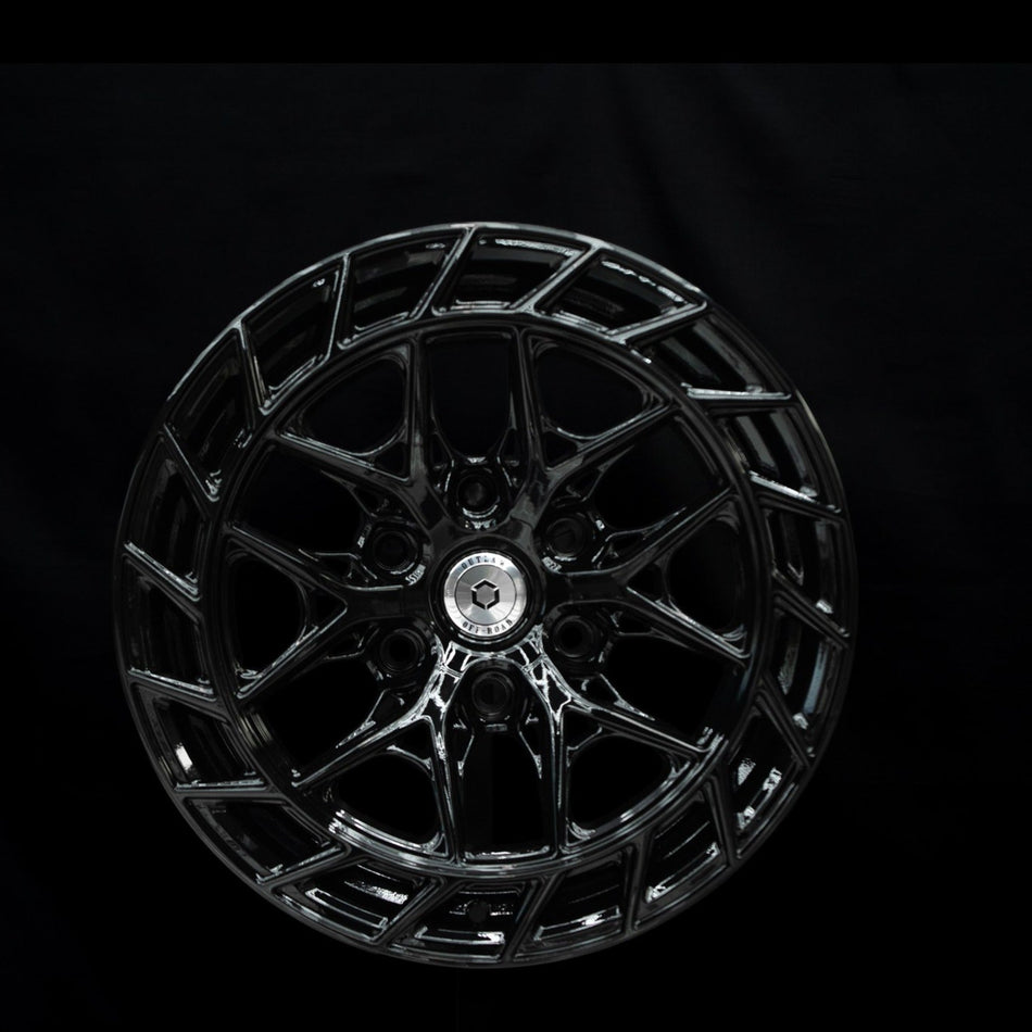 Outlaw Off-Road Series 2 gloss black alloy wheel, face view