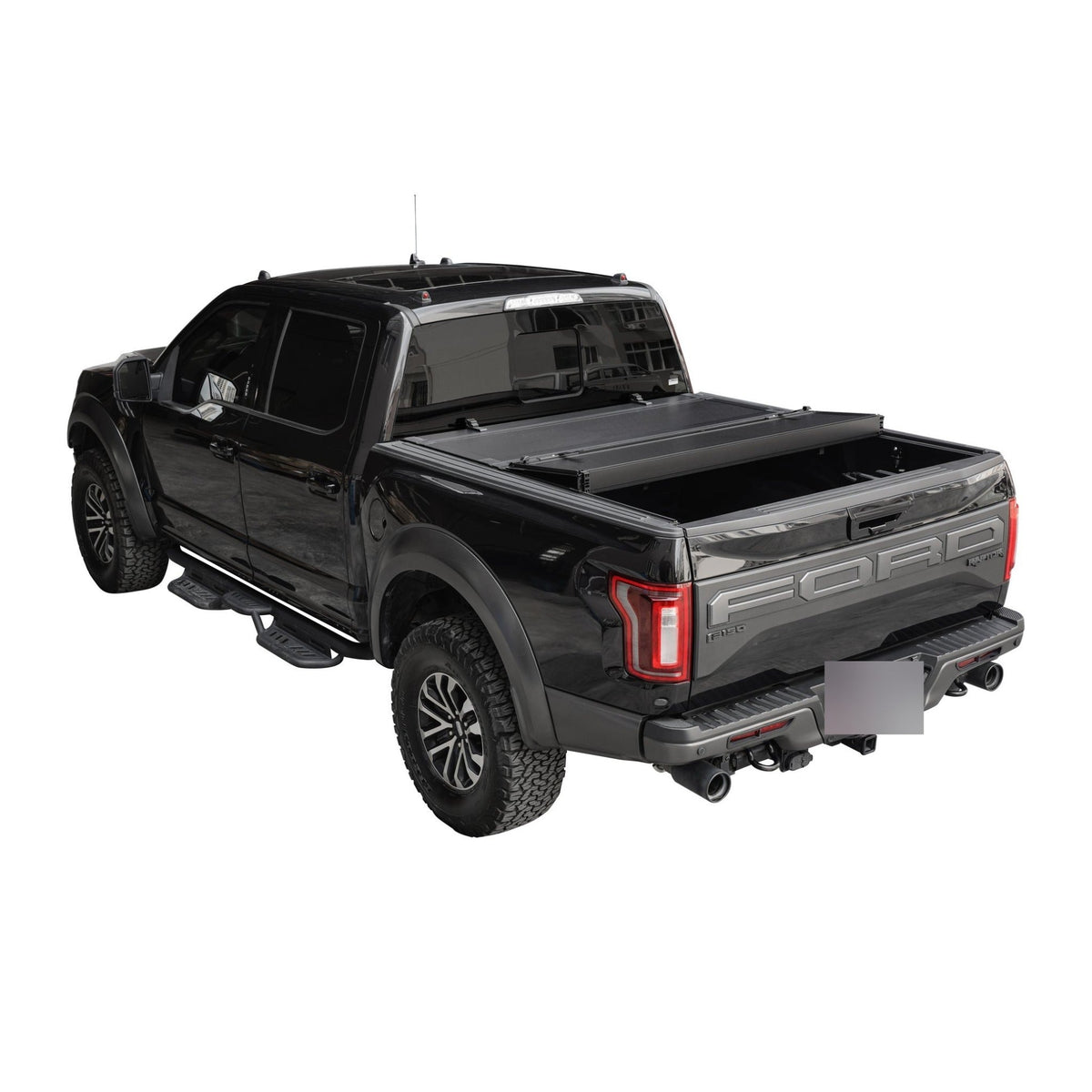 Titan Hard Flip-Back tonneau cover partially folded on the truck bed