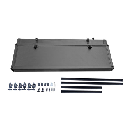Titan Hard Flip-Back tonneau cover with its rails, clamps and hardware kit
