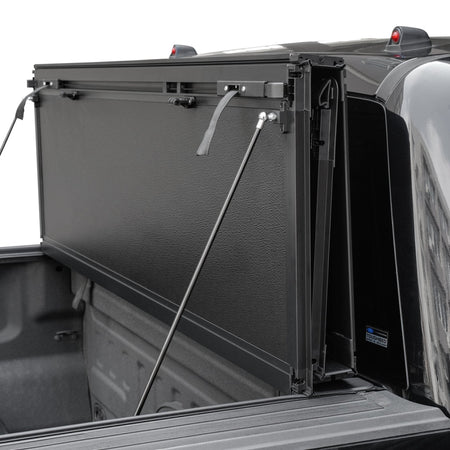 Titan Hard Flip-Back tonneau cover flipped up and held by its gas struts