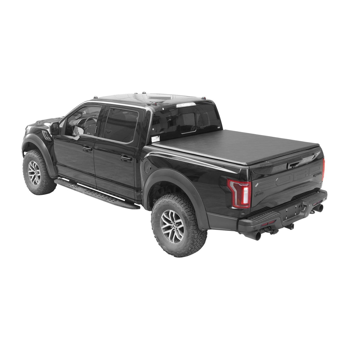Titan Soft Roll-Up tonneau cover half rolled open on a pickup truck